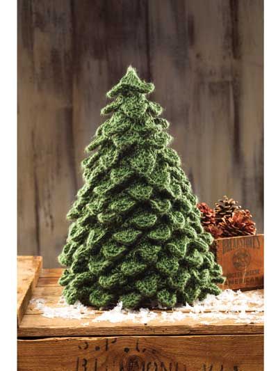 ANNIE'S SIGNATURE DESIGNS: Crocodile Knit Christmas Tree Knit Pattern Knit Christmas Tree, Crocheted Christmas Tree, Crochet Christmas Trees Pattern, Crocheted Christmas, Crochet Tree, Holiday Knits, Crocodile Stitch, Knit Christmas, Crochet Christmas Trees