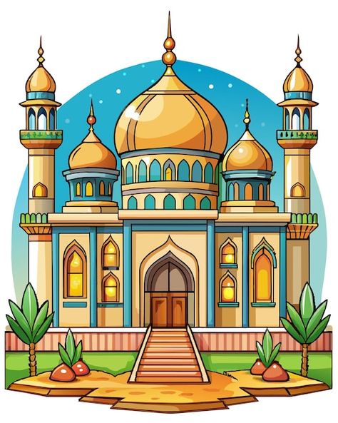 Mosque 3d cartoon buliding | Premium Vector #Freepik #vector Masjid Cartoon, Cartoon Mosque, Mosque Drawing, Mosque Clipart, Daycare Signs, Mosque Vector, Ramadan Kareem Vector, 3d Cartoon, Grade 4