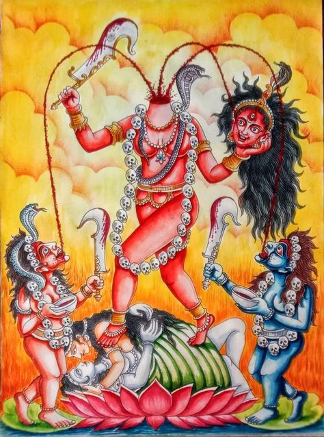 Chhinnamasta Devi, Maa Chinnamasta, Chinnamasta Devi, Jomidar Bari, 10 Mahavidya, Dus Mahavidya, Das Mahavidya, Easy Charcoal Drawings, Kali Images