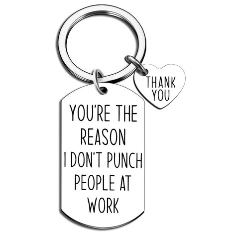 PRICES MAY VARY. Employee Appreciation Gifts / Boss Day Gifts / Assistant Principal Gifts： This Friendship Keychain Is Engraved With“ You're The Reason I Don't Punch People At Work“, A Funny Saying On It That Will Be Sure To Make Your Co-Worker Boss Laugh! Perfect Funny Gift For Men And Women! Boss Appreciation Gifts for Women / Administrative Professional Day Gifts: Funny Office Gifts For Coworkers This Cute Key Chain Will Bring Much Smile And Laughter To Office And Surprise Your Coworker, Coll Boss’s Day Gifts, Assistant Principal Gifts, Boss Appreciation Gifts, Friendship Keychain, Funny Office Gifts, Administrative Professional Day, Boss Day, Women Boss, Company Anniversary