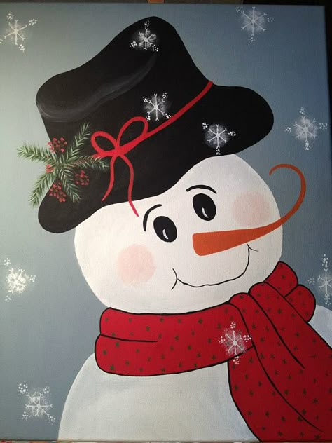 . Snow Man Painting, Christmas Ideas For Boyfriend, Snow People, Christmas Paintings On Canvas, Christmas Painting, Snowman Painting, Holiday Painting, Easy Canvas Painting, Christmas Canvas