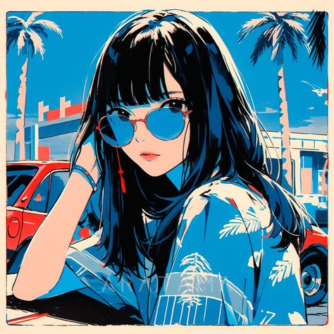 (18) aratama 璞 (@aratama_dao) 的媒体帖子 / X Japanese City Pop, Japan 80's Aesthetic, Into The Spiderverse, Emotes Discord, Illustrative Art, Dibujo Simple, Japanese Pop Art, City Pop, Blue Drawings