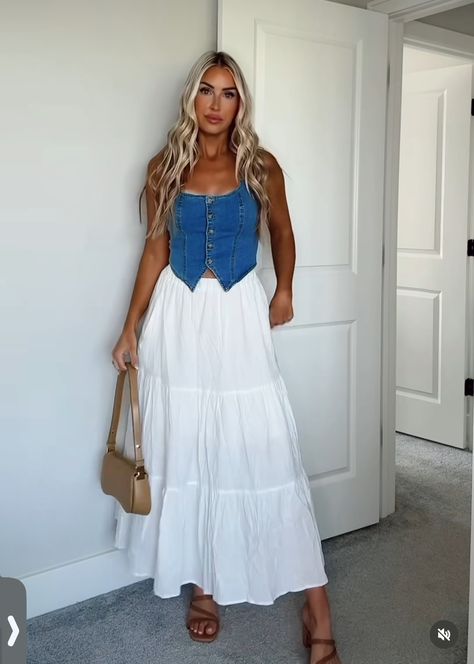 Colombia Vacation, White Long Skirt, Dressy Casual Outfits, Nashville Outfits, Zach Bryan, Western Outfits Women, Concert Outfits, Style Finder, Country Concert