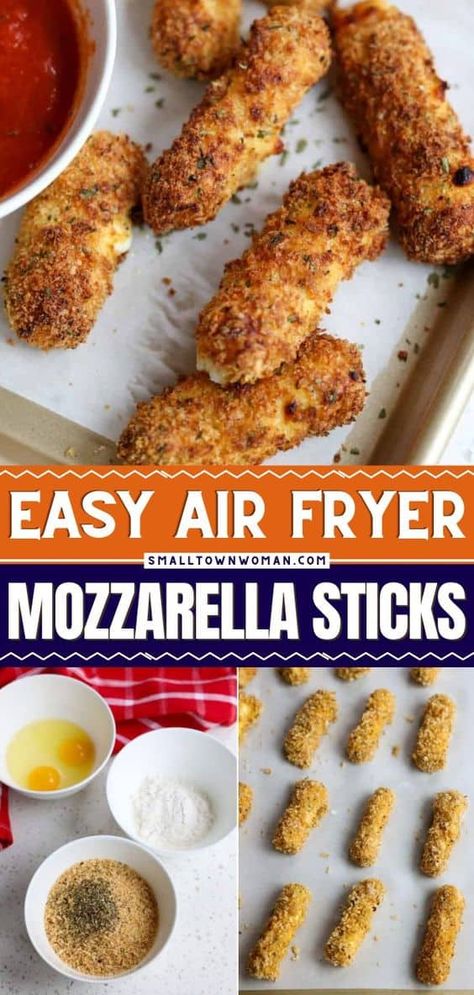 Homemade Cheese Sticks, Air Fryer Mozzarella Sticks, Air Fryer Mozzarella, Cheese Sticks Recipe, Mozzarella Sticks Recipe, Small Town Woman, Cooking Quotes, Air Fry Recipes, Easy Air Fryer