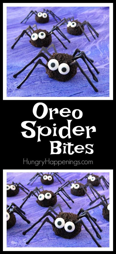 Spider Desserts, Spiderverse Birthday, Halloween Oreo Balls, Spiders For Halloween, Oreo Spiders, Spider Treats, Oreo Bites, Spooky Sweets, Spider Cake