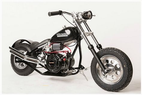 Little BadAss Motorcycle Company Mini Chopper Motorcycle, Badass Motorcycle, Mini Motorbike, Mini Motorcycle, Black Thunder, Mini Chopper, Harley Davidson Parts, Wall Tv Unit Design, Mini Bikes