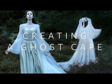 (23) Creating a Ghost Cape - Cozy Sewing of a white Tulle Cape - YouTube Tule Cape, Cape Diy, Diy Cape, Tulle Cape, White Tulle, A Ghost, French Seam, A Pattern, Turning