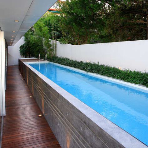 Lap Pools Backyard, Lap Pool Designs, Small Inground Pool, Kleiner Pool Design, Piscina Interior, Small Pool Design, Rectangular Pool, Above Ground Swimming Pools, Small Pools