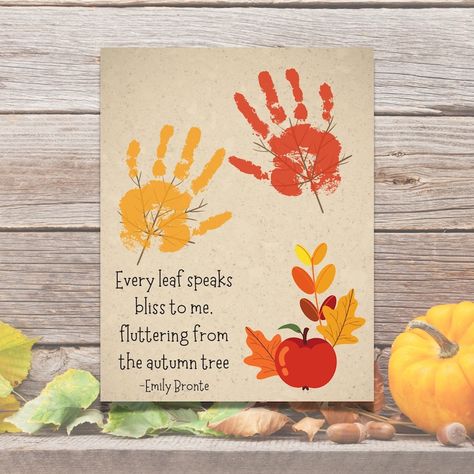 Fall Poem Handprint Craft Fall Preschool Activity Baby's First Autumn Keepsake - Etsy Handprints Art, Fall Poem, Fall Handprint Crafts, Autumn Poems, Fall Preschool Activities, Keepsake Crafts, Baby Art Projects, Crafts Preschool, Fall Preschool