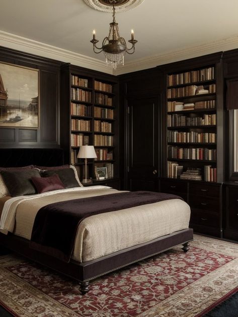 Dark Academia Bedroom, Academia Bedroom, Feminine Bedroom, Dark Bedroom, Dark Home Decor, Dark Home, Vintage Bedroom, Dream House Interior, Remodel Bedroom