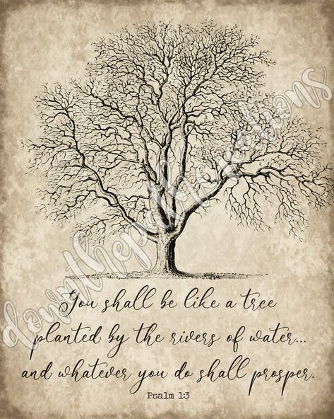 Psalm 1:3 Printable You Shall Be a Tree Print INSTANT - Etsy Australia Tree Bible Verse, Psalm 1 3, Tree Of Life Wall Decor, Well Art, Home Wooden Signs, Antique Wall Decor, Rustic Wooden Sign, Wall Decor Design, Garden Art Sculptures