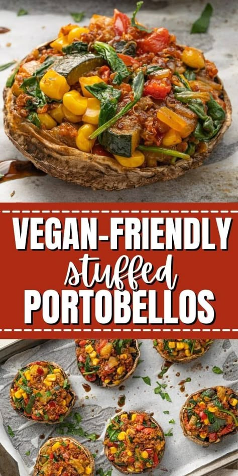 Meals With Portabella Mushrooms, Portabella Mushroom Vegan Recipes, Veggie Stuffed Portabella Mushrooms, Vegan Stuff Portabella Mushrooms, Wfpb Stuffed Mushrooms, Filled Mushrooms Recipe, Shrimp Stuffed Portabella Mushroom Recipes, Vegetarian Stuffed Mushrooms Portobello, Portobello Vegan Recipes