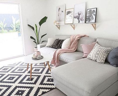 40+ Beautiful Sofa Set Designs Ideas For Small Living Room #sofa #sofadesign #livingroomdesignideas White Rugs, Small Living Room Decor, Living Room Scandinavian, Living Room Decor Apartment, Living Room Inspo, A Living Room, Apartment Living Room, Small Living Rooms, Small Living Room