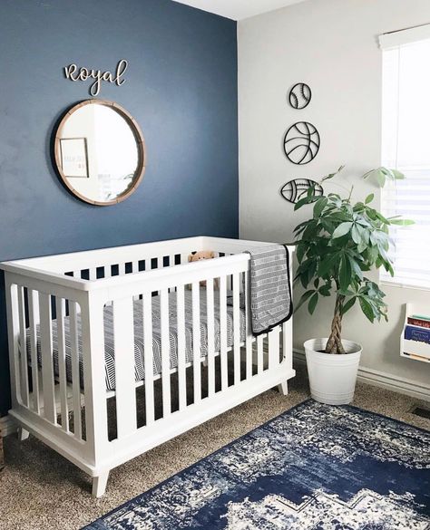 Navy Nursery Boy, Blue Is My Favorite Color, Boy Nurseries, Navy Nursery, Sports Nursery, Boy Toddler Bedroom, Unusual Baby Names, Nursery Boy, Girls Names