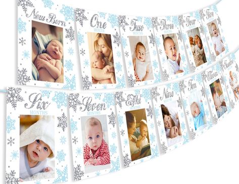 PRICES MAY VARY. Measurement: The snowflake photo banner fits both vertical and horizantal 4*6 inches pictures. Glittering Snowflake Pattern: The blue and silver glittering snowflake patterns will make your little one’s cute photo look more adorable. A Precious Memory Forever: The banner helps you record your little one’s change during the growth in his first year, it will surely leave an unforgettable memory for you and your families. Ideal for Uses: You could choose to clip or attach the photo Winter Onederland Birthday Party, Winter Onederland Party, Onederland Birthday Party, First Birthday Photo, Snowflake Photos, Winter Onederland Birthday, Birthday Photo Banner, 1st Birthday Party Decorations, Party Boy