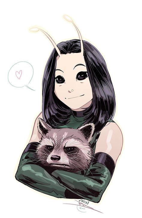 Mantis and Rocket from Guardians of the Galaxy vol2 bu Vashperado Mantis Marvel, Rocket Raccoon, Baby Groot, Marvel Fan, So Adorable, Marvel Dc Comics, Avengers Assemble, Marvel Heroes, Marvel Art