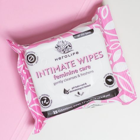 Pssst ladies!  Do you ever feel the need to freshen up throughout the day? Our #HeroLife Feminine Intimate Wipes are here to give you full-day freshness with just one wipe! 🌱 Made from plant-based ingredients and pH balanced, these wipes provide gentle daily cleansing that is perfect for on-the-go freshness. Get your pack now and keep it handy for when you need a refreshing pick-me-up!  #herolife #herolifewipes #ThisIsHeroLife #Amazon Wipes Aesthetic, Feminine Wipes, Pink Packaging, Daily Hygiene, Hygiene Routine, Cleansing Wipes, Feminine Care, Wet Wipes, Ph Balance