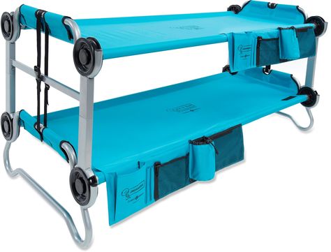 Disc-O-Bed Kid-O-Bunk Bed with Organizers $289.95 **Kind of spendy though in a couple years portable bunks for car camping would be a nice to have...** Portable Bunk Beds, Preppers Survival, Shelter Ideas, Kombi Motorhome, Bushcraft Shelter, Camping Cot, Attic Renovation, Attic Remodel, Sleeping Pads