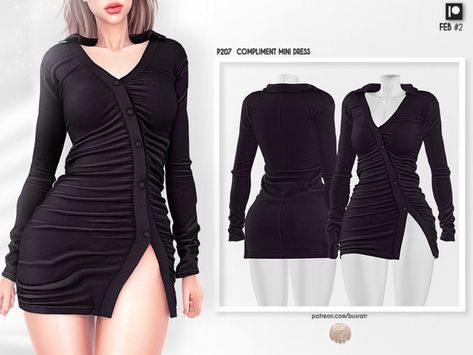 COMPLIMENT MINI DRESS P207 (FEB #2) (Early Access) | busra-tr Sims 4 Cc Busra-tr, Sims 4 Mini Dress, Mod Hair, Cc Clothes, All Black Dresses, Sims 4 Dresses, Sims 4 Game, Hair Clothes, Sims 4 Cc Finds