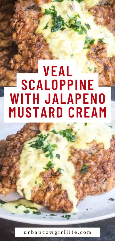 Prepare your taste buds for an extraordinary treat with this Veal Scaloppine & Jalapeno Mustard Cream recipe! Discover a world of savory wonders and gastronomic pleasure. | veal scallopini recipes, veal recipes, jalapeno mustard cream sauce, how to cook veal scaloppine, homemade veal dishes | Scallopini Recipes, How To Cook Veal, Veal Scallopini Recipes, Jalapeno Mustard, Veal Cutlet Recipes, Veal Chop Recipes, Veal Dishes, Recipes Jalapeno, Veal Chops