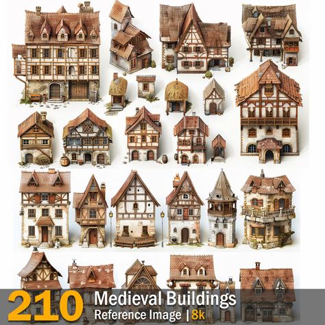 Medieval Buildings | Reference Images | 8K,  on ArtStation at https://www.artstation.com/artwork/x3d4wX Medieval Guild Hall, Medieval Village Layout, Isometric Village, Alchemist Laboratory, Isometric Medieval, Medieval Courtyard, Medieval Alchemist, Medieval London, Buildings Reference