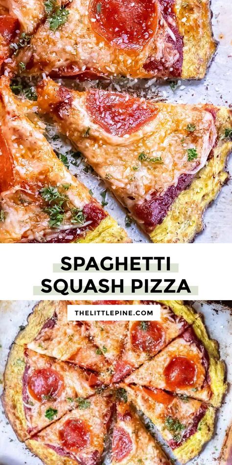 *NEW* Everyone's favorite pasta swap is more than just a noodle--introducing your new favorite veggie pizza crust, spaghetti squash pizza. #spaghettisquashpizza #lowcarbsquashpizza #ketodinners #lowcarbdinners Spaghetti Squash Ideas, Recipes Using Spaghetti Squash, Spaghetti Squash Sides, Meals With Spaghetti Squash, Pizza Crust Alternatives, Spaghetti Squash Pie, Leftover Spaghetti Squash Recipes, Recipes For Spaghetti Squash, Cool Spaghetti Squash