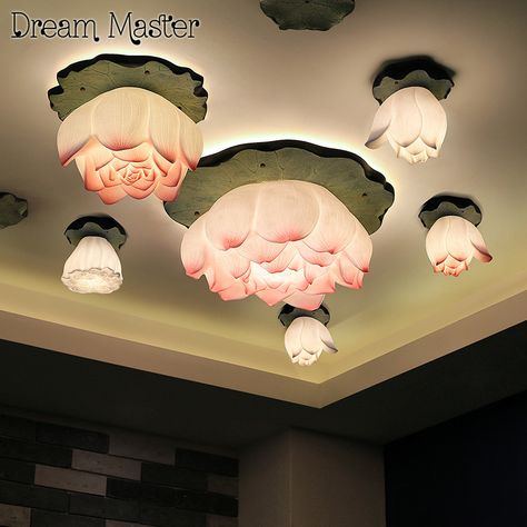 Aliexpress.com : Buy Originality new Chinese style lotus ceiling lamp living room bedroom dining room balcony artistic decoration lotus round lamp from Reliable ceiling lamp suppliers on Dipper lighting Store Lotus Bedroom, Lotus Interior Design, Lotus House, Lotus Room Decor, Lotus Light, Flower Ceiling Lamp, Lotus Decoration Ideas, Dining Room Ceiling Fan, Chinese Interior Design