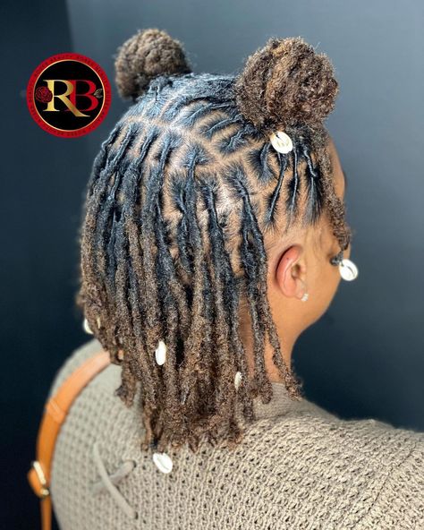 Styles For Very Short Locs, Half Up And Half Down Loc Styles, Concert Loc Styles, Half Up Half Down Hair Loc Styles, Starterlocs Hairstyles, Loc Styles Medium Updo Women Short, Cute Short Loc Styles, Locs Hairstyles Short Hair, Female Loc Styles Up Do