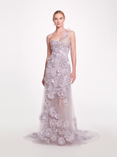 Marchesa Couture, Marchesa Fashion, Marchesa Gowns, Illusion Tulle, Floral Wedding Dress, Fit And Flare Skirt, Tulle Gown, Chiffon Gown, It Goes On