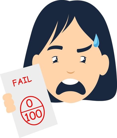 Girl failed on exam, illustration, vector on white background Exam Fail, Failed Exam, Exam Illustration, 3d Vector, Background Background, Background White, Illustration Vector, Fails, White Background