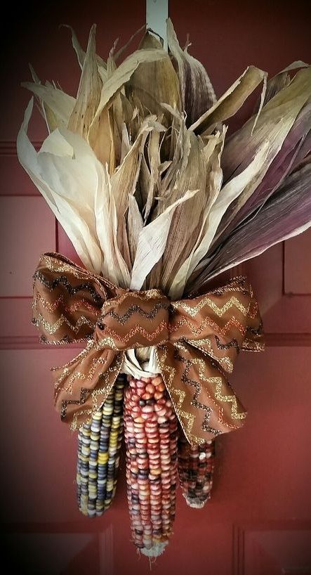 Fall Corn Decorations, Glass Gem Corn Wreath, Fall Wreaths With Indian Corn, Fall Decor With Indian Corn, Diy Indian Corn Crafts, Fall Corn Decor, Ornamental Corn Wreath, Glass Gem Corn Decoration, Corn Cob Decorations Fall Crafts