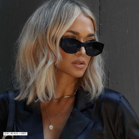 Diff Eyewear, Grey Sunglasses, Blonde Hair Looks, Blonde Bobs, Brown Gradient, Short Blonde Hair, Hair Envy, Sunglasses For Women, Great Hair