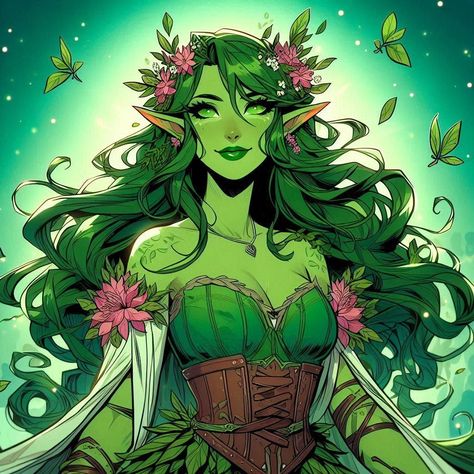 Spring Eladrin, Green Elf, Leaf Skirt, Elf Characters, Elf Art, Water Nymphs, Dragon Images, Dungeons And Dragons Characters, Dnd Art