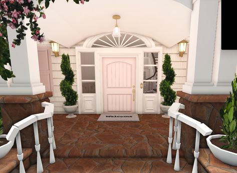 Bloxburg front entrance|roblox|made by me :D Bloxburg Front Door Ideas Outside, Bloxburg House Entrance Ideas Outside, Front Porch Ideas Bloxburg, Bloxburg Entrance Ideas Outside, Bloxburg Front Entrance Ideas, Bloxburg Front Door Ideas, Bloxburg Porch Ideas, Bloxburg Entrance, Bloxburg Entrance Ideas