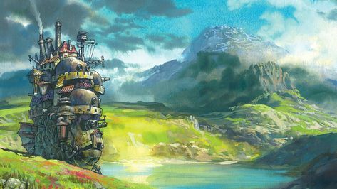 Studio Ghibli Hd Wallpaper - Howl's Moving Castle Background - HD Wallpaper Howls Moving Castle Wallpaper, Wallpaper Studio, 하울의 움직이는 성, Art Studio Ghibli, Galaxy Aesthetic, Castle Background, Studio Ghibli Background, Nightmare Before Christmas Zero, Wallpaper Galaxy