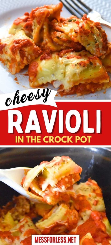 Ravioli Dinner, Crockpot Ravioli, Ravioli Casserole, Ravioli Recipe, Slow Cooked Meals, Crock Pot Slow Cooker, Crock Pot Cooking, Slow Cooker Chicken, Few Ingredients