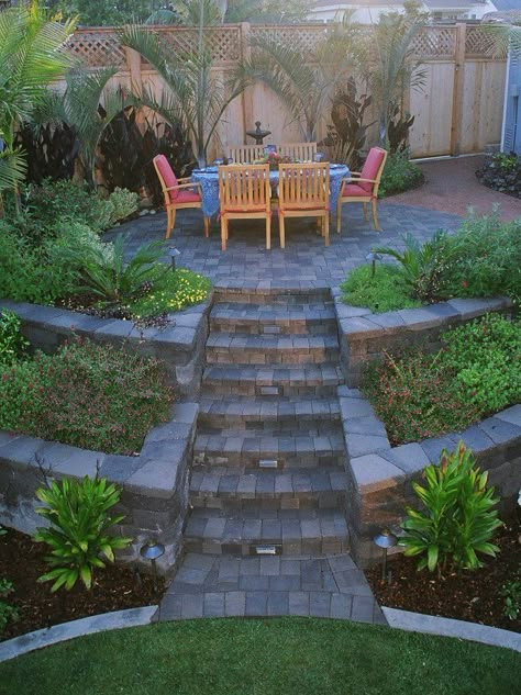 Landscaping A Slope, Sloped Yard, Sloped Backyard, Country Manor, Tiered Garden, Hillside Landscaping, Backyard Privacy, Sloped Garden, Garden Steps