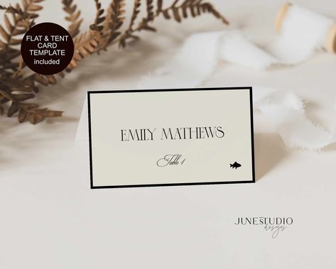 Wedding Place Card Template With Meal Option Old Money Modern Retro Printable Escort Card Name Card Engagement Table Seating Card Editable Engagement Table, Table Seating Cards, Name Cards Wedding, Old Money Wedding, Money Wedding, Card Engagement, Retro Printables, Card Name, Place Holder