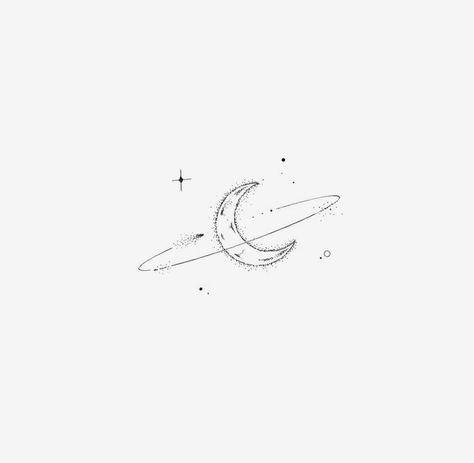 Moon And Galaxy Tattoo, Moon And Saturn Fine Line Tattoo, Simple Universe Tattoo, Fine Line Planet Tattoo, Dainty Space Tattoos, Fine Line Saturn Tattoo, Small Spiritual Tattoos Universe, Simple Saturn Tattoo, Tiny Planet Tattoos