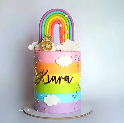 6th Birthday Girls, 1st Bday Cake, Small Birthday Cakes, Rainbow Birthday Cake, Princess Birthday Cake, Watercolor Cake, 1st Birthday Decorations, Rainbow Birthday Party