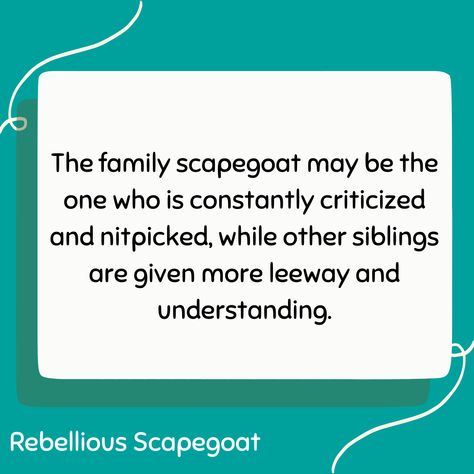 The family scapegoat may be the one who is constantly criticized and nitpicked, while other siblings are given more leeway and understanding. Talk To Me Quotes, Family Scapegoat, Family Dysfunction, Dysfunctional Families, Toxic Family, Dysfunctional Family, Family Dynamics, Relatable Stuff, Therapy Ideas