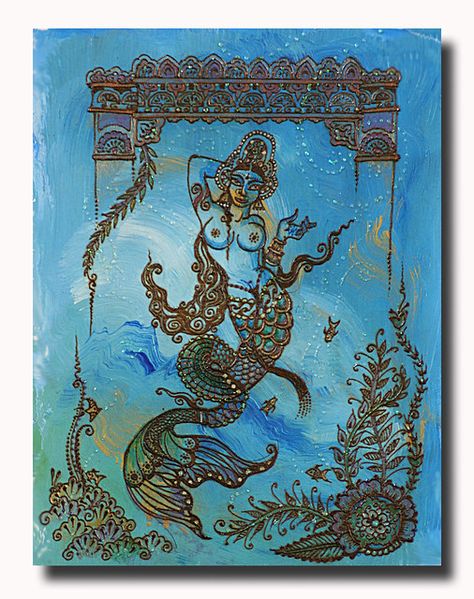 Mermaid Tarot, Henna Painting, Mermaid Found, Henna Paint, Post Human, Fantasy Mermaids, Buddhist Philosophy, Siren Mermaid, Water Spirit