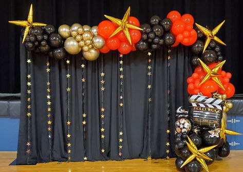 Balloon garland black,red, and gold Gold Balloon Garland, Balloon Garland, Red And Gold, Black Red, Balloons, Black And Red, Hollywood, Red, Gold