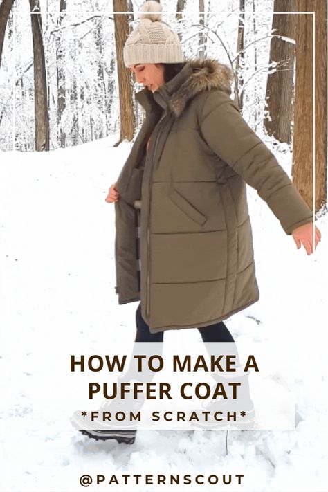 Puffer Coat Sewing Pattern, Diy Puffer Jacket Pattern, Jacket Sewing Tutorial, Puffer Jacket Pattern Sewing, Diy Puffer Jacket, Puffer Jacket Pattern, Diy Winter Coat, Homemade Wardrobe, Winter Coat Pattern