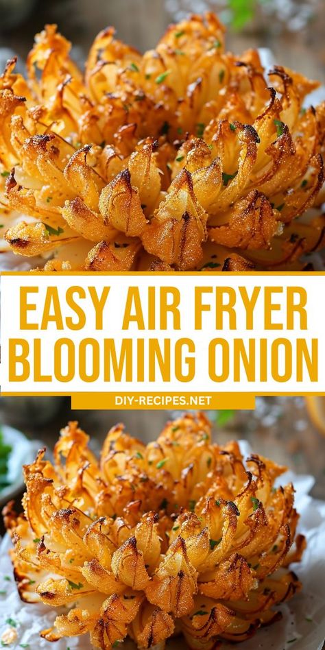 Make a delicious blooming onion in your air fryer with this simple recipe. Perfect for appetizers and parties! Blumming Onion Recipes, Baby Air Fryer Blooming Onions, Onion Blossom Recipe Air Fryer, Air Fry Blooming Onion, Mini Air Fryer Blooming Onions, Airfryer Blooming Onion, Pioneer Woman Air Fryer Recipes, Air Fryer Onion Blossom, Mini Blooming Onion Recipe