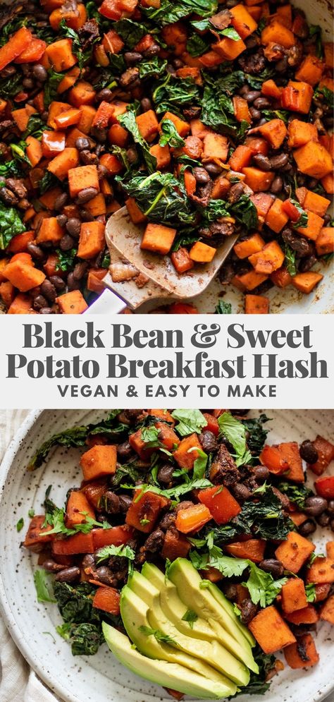 Nourishing and filling, this Black Bean and Sweet Potato Breakfast Hash is smoky and lightly sweet with all the perfect savory breakfast notes you need to start your day. Black Bean Breakfast, Bean Breakfast, Tofu Bacon, Black Bean And Sweet Potato, Bean And Sweet Potato, Breakfast Beans, Sweet Potato Breakfast Hash, Sweet Potato And Black Bean, Vegan Brunch Recipes