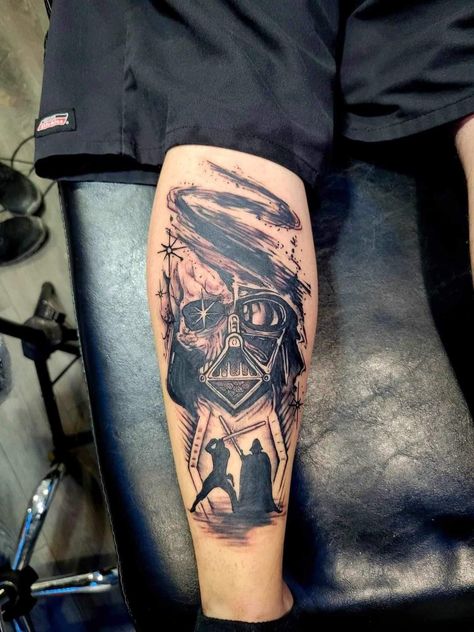 Star Wars Tattoo For Men, Xoil Tattoo, Stormtrooper Tattoo, Xoil Tattoos, Vader Tattoo, Darth Vader Tattoo, Tattoo Star, Nerdy Tattoos, Polka Tattoo