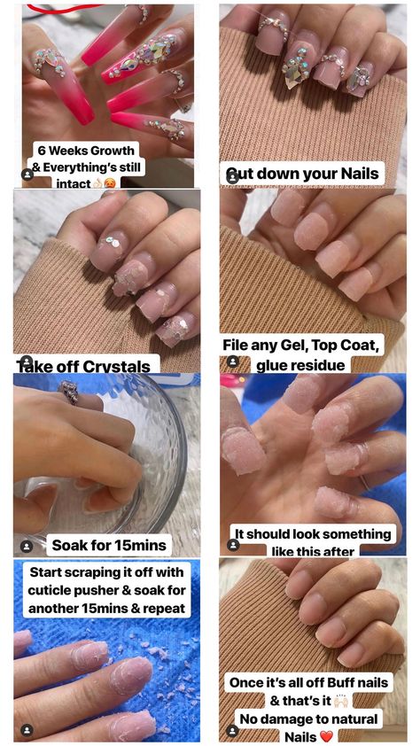 Soak Off Acrylic Nails, Take Off Acrylic Nails, Nail Growth Tips, Gel Nail Removal, Remove Acrylic Nails, Business Nails, Buff Nails, Acrylic Nails At Home, Nail Soak