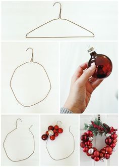 I know what you're thinking: "Oh great, another Christmas ornament wreath tutorial," BUT my tutorial comes with a twist! I made my wreath one-handed. That's rig… Julkransar Diy, Jul Diy, Homemade Christmas Decorations, Christmas Ornament Wreath, Christmas Wreaths To Make, Wire Hanger, Wreath Tutorial, Christmas Crafts Decorations, Christmas Decorations Ornaments