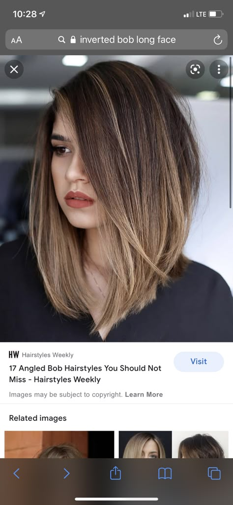 Shoulder Length Angled Bob, Longer A Line Haircut, Swing Bob Haircut, Long Angled Bob Hairstyles, Long Bob Haircut With Layers, Angled Haircut, Angled Hair, Angled Bob Haircuts, Angled Bob Hairstyles